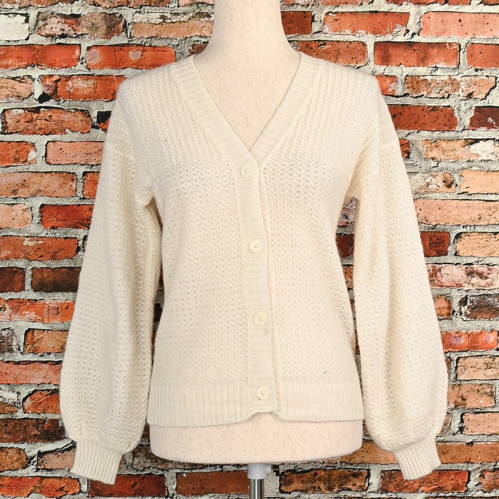 Vintage White F.A.I. Knit Cardigan Sweater - M